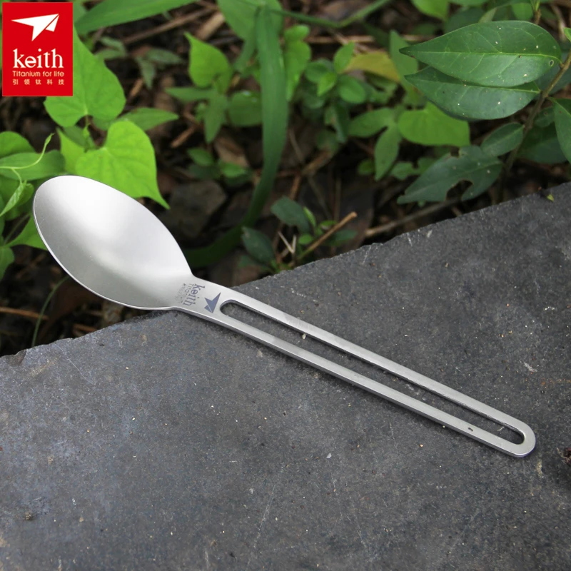 Пустая ложка с длинной ручкой Титановая посуда походные столовые приборы ультра