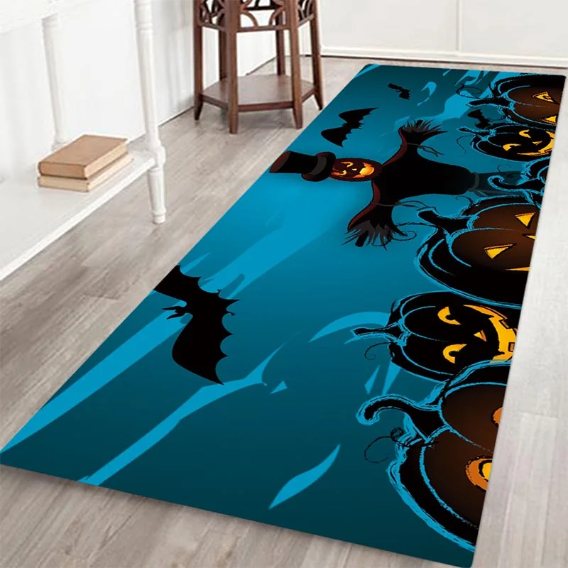 3D Хэллоуин Смешной коврик для входной двери Противоскользящий замок тыквы