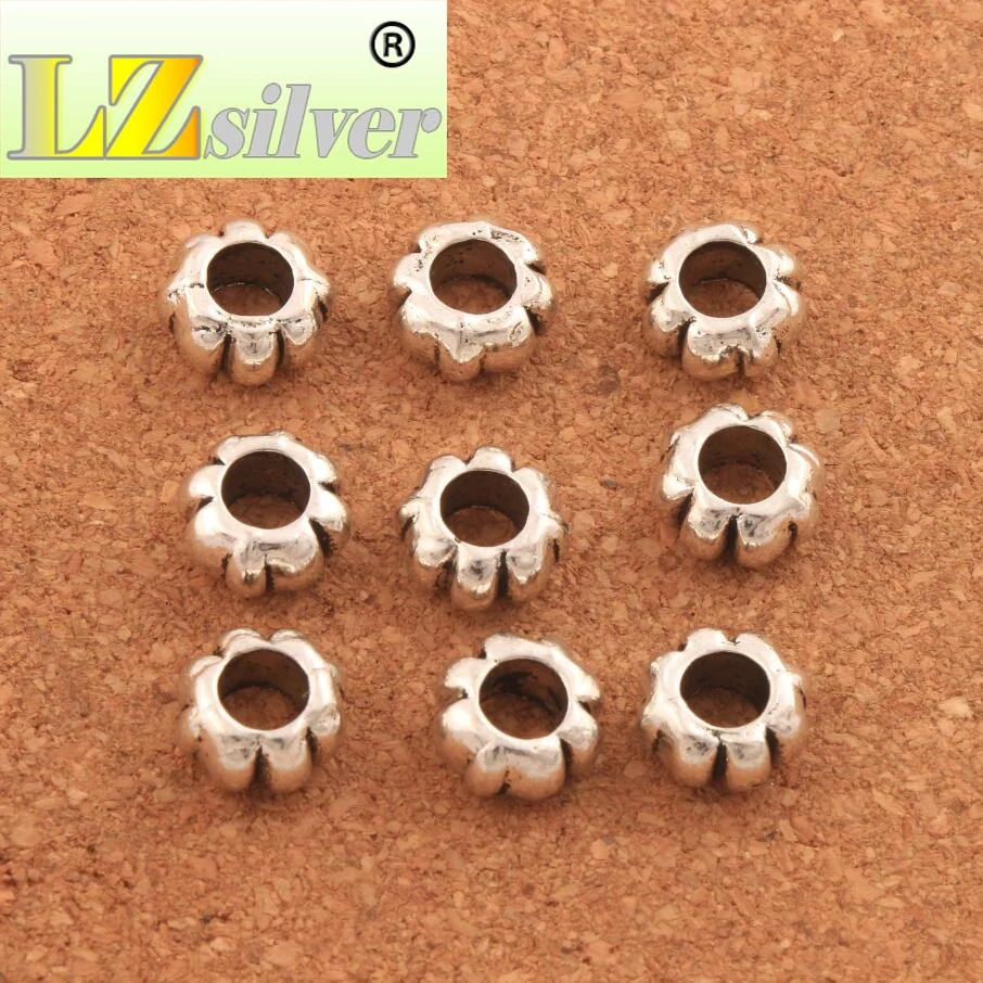 Pumpkin Rondelle Big Hole Beads 12x12x6.2mm 100PCS Zinc Alloy Dangle Fit European Charm Bracelets Jewelry DIY L1472