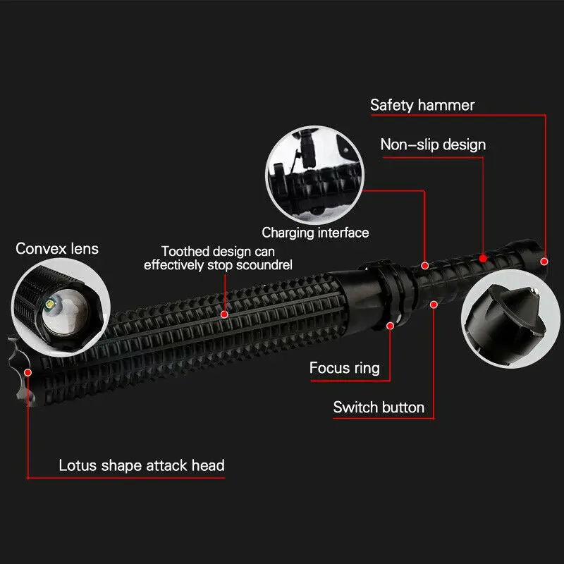 Светодиодный фонарик в виде бейсбольной биты для самозащиты палка экстренная