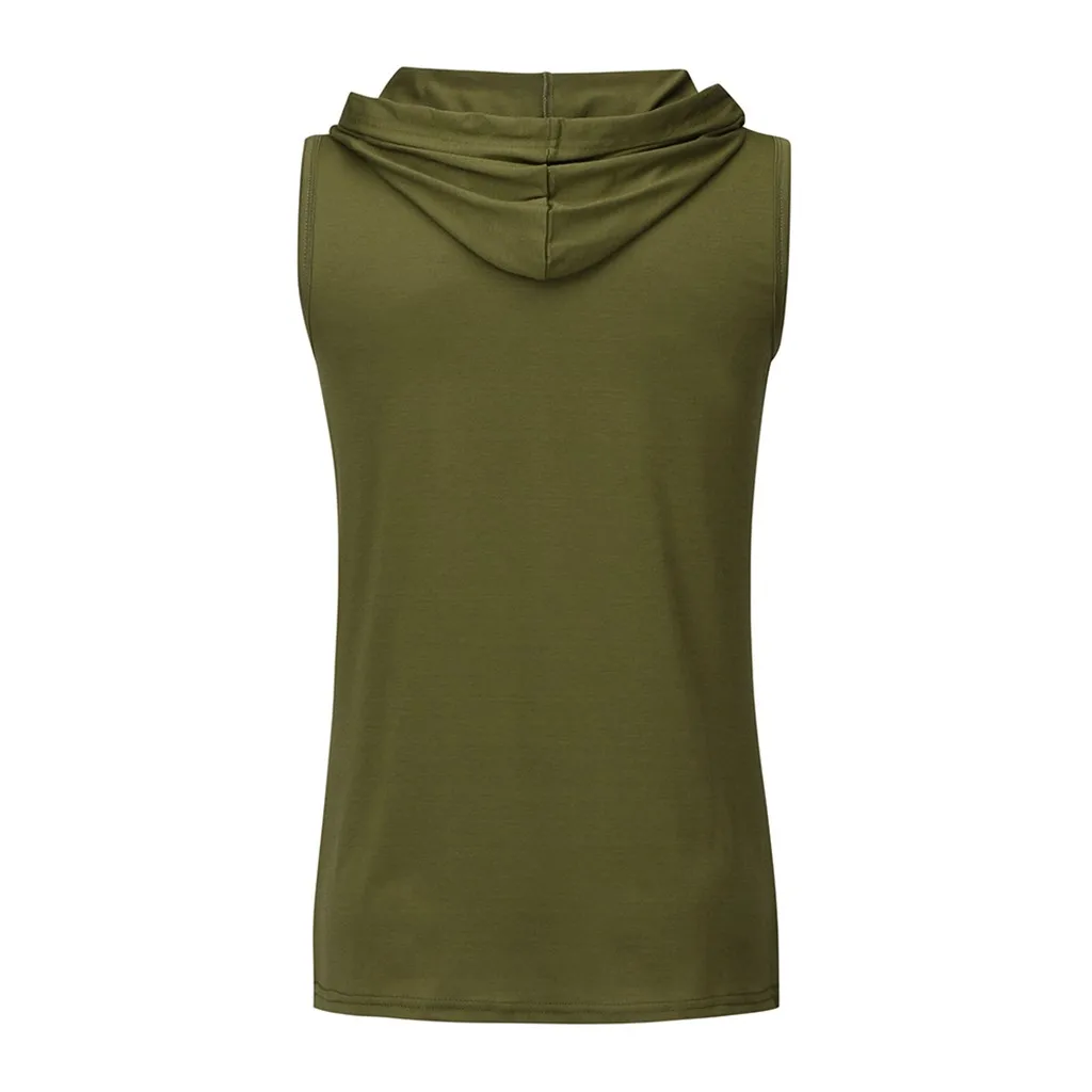 

2020 Summer Men's Fashion Hooded Tank Tops Hoodie Sleeveless Tops Male Bodybuilding Workout Tank Top Muscle Fitness Gym Clothing