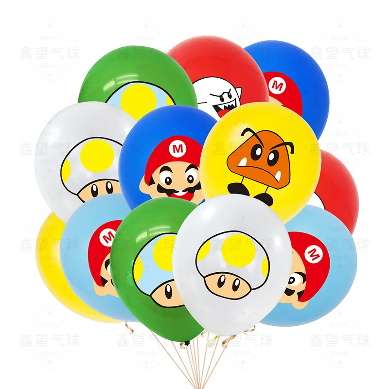 

24pcs Super Mario Balloons Theme Birthday Party Supplies 12-inch Cartoons Anime Cute Kids Children Latex Balloon Decorate Set
