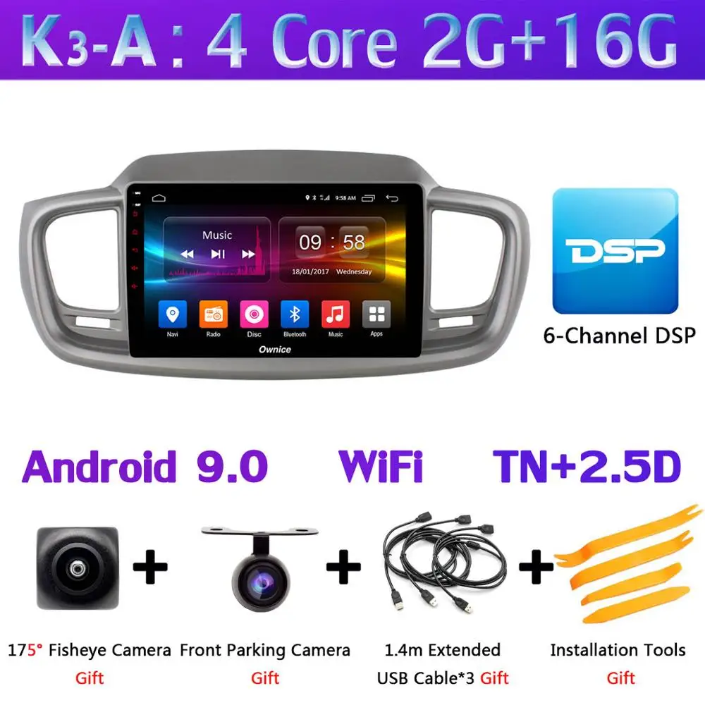 K3-A 360 ° панорамная камера 4G WiFi Android 9,0 8Core 4+ 64G Автомобильный мультимедийный плеер gps Радио SPDIF DSP CarPlay для Kia Sorento - Цвет: K3-A