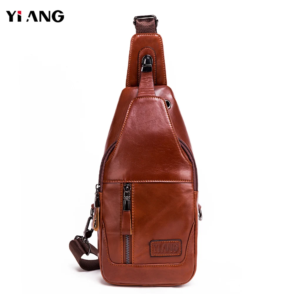 Высококачественная кожаная сумка на плечо нагрудная для мужчин мессенджер