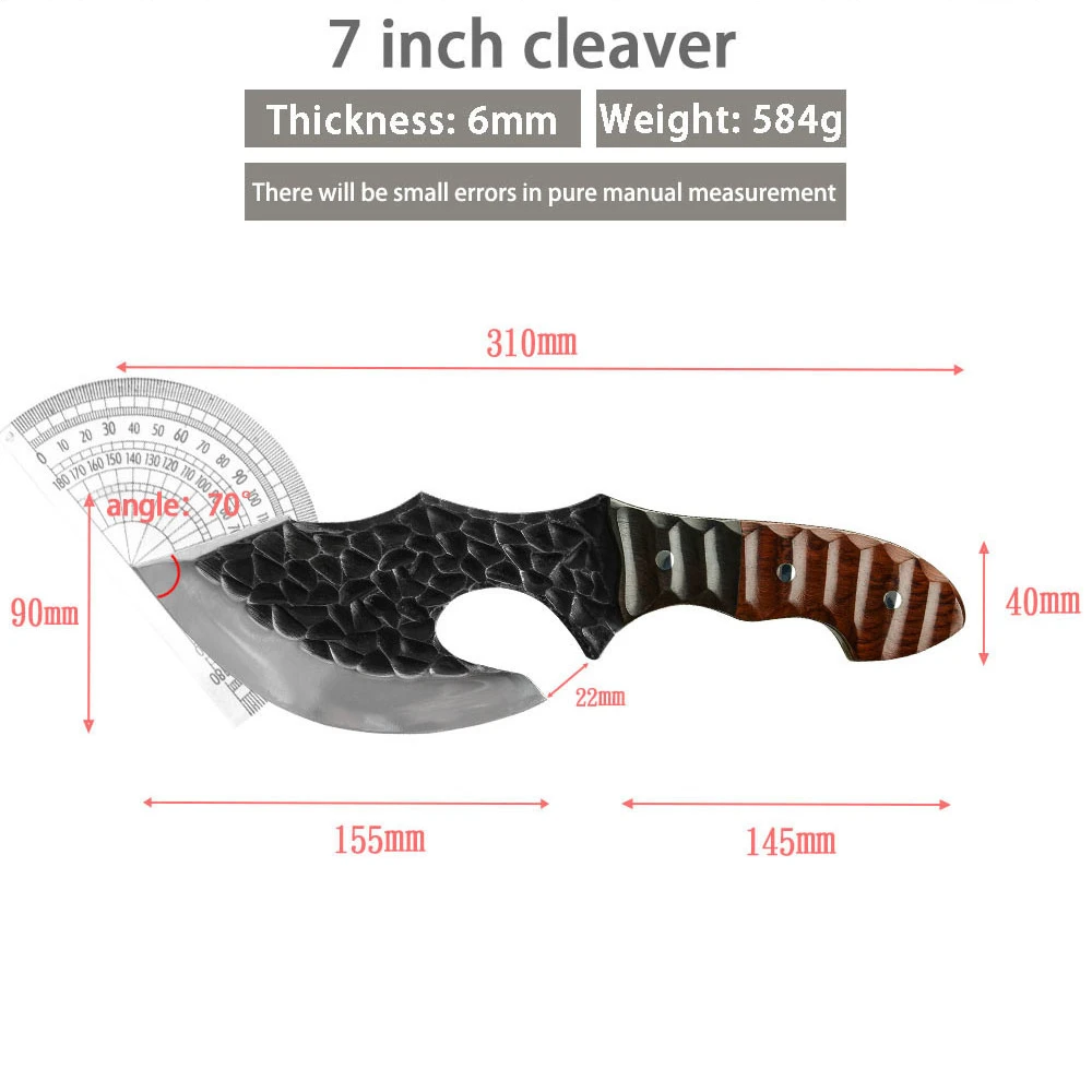XYj Stainless Steel Cleaver Knife Sheath Leather Cover 7'' inch Butcher Sword Pocket Hunting Nakiri Santoku Slicer | Дом и сад