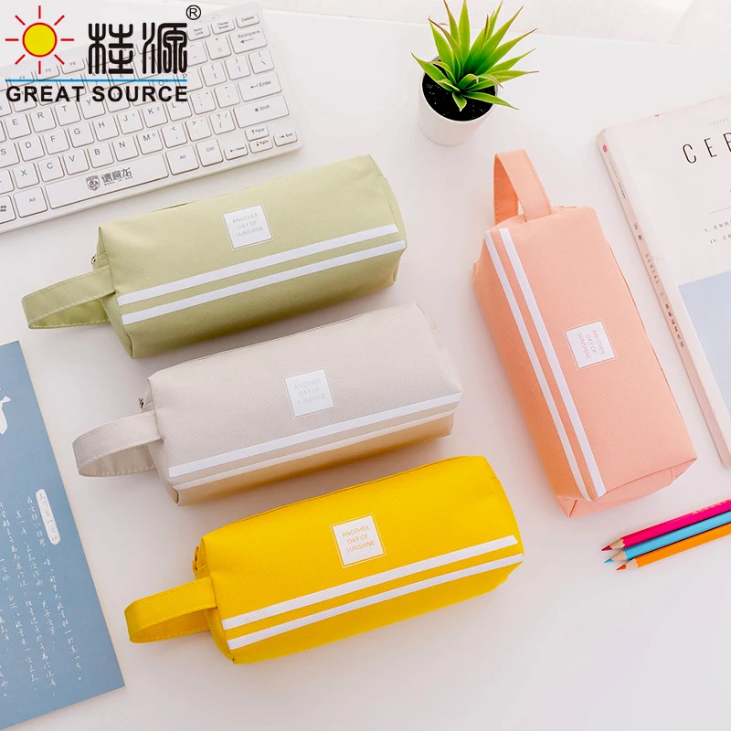 Cavnas Pencil Bag Fresh Color Pen Bag Big Space Simple Design Pen Bag With Ziplock Pencil Bag(30PCS)