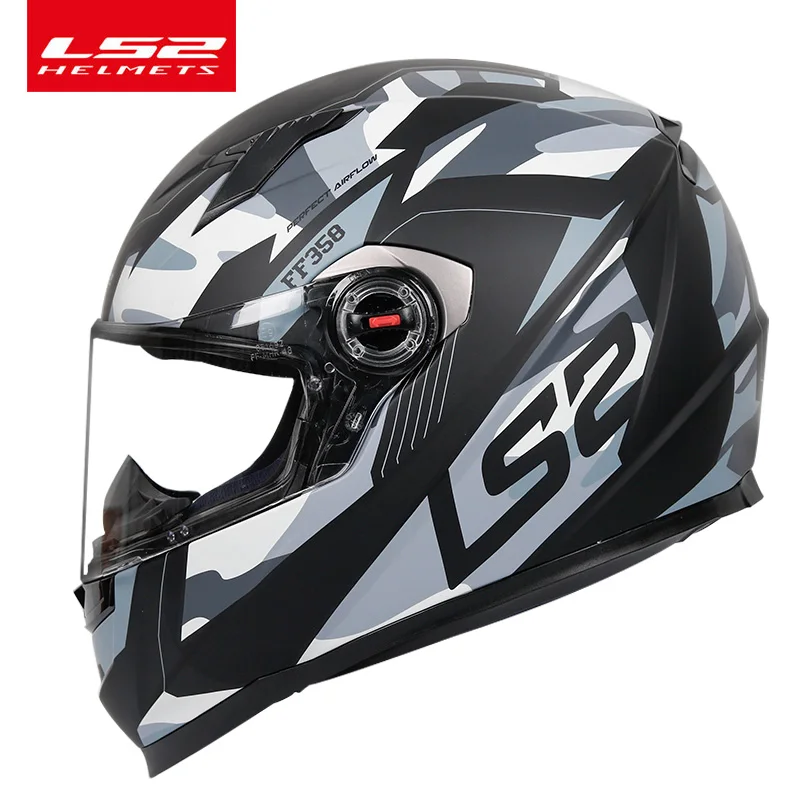 LS2-casco de moto de cara completa para hombre y mujer, protección para la cabeza de cara completa, protección FF358, aprobado por ECE