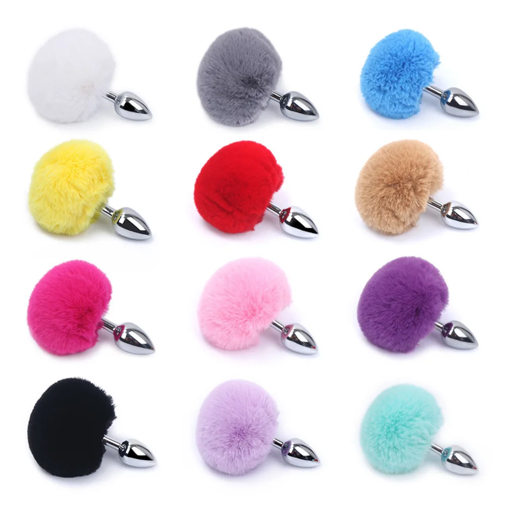 

12 Colors Anal Toy Butt Plug With Crystal Jewelry Smooth Touch Metal Bunny Tail Anal Plug Anal Beads Sex Toys for Woman Men Gay