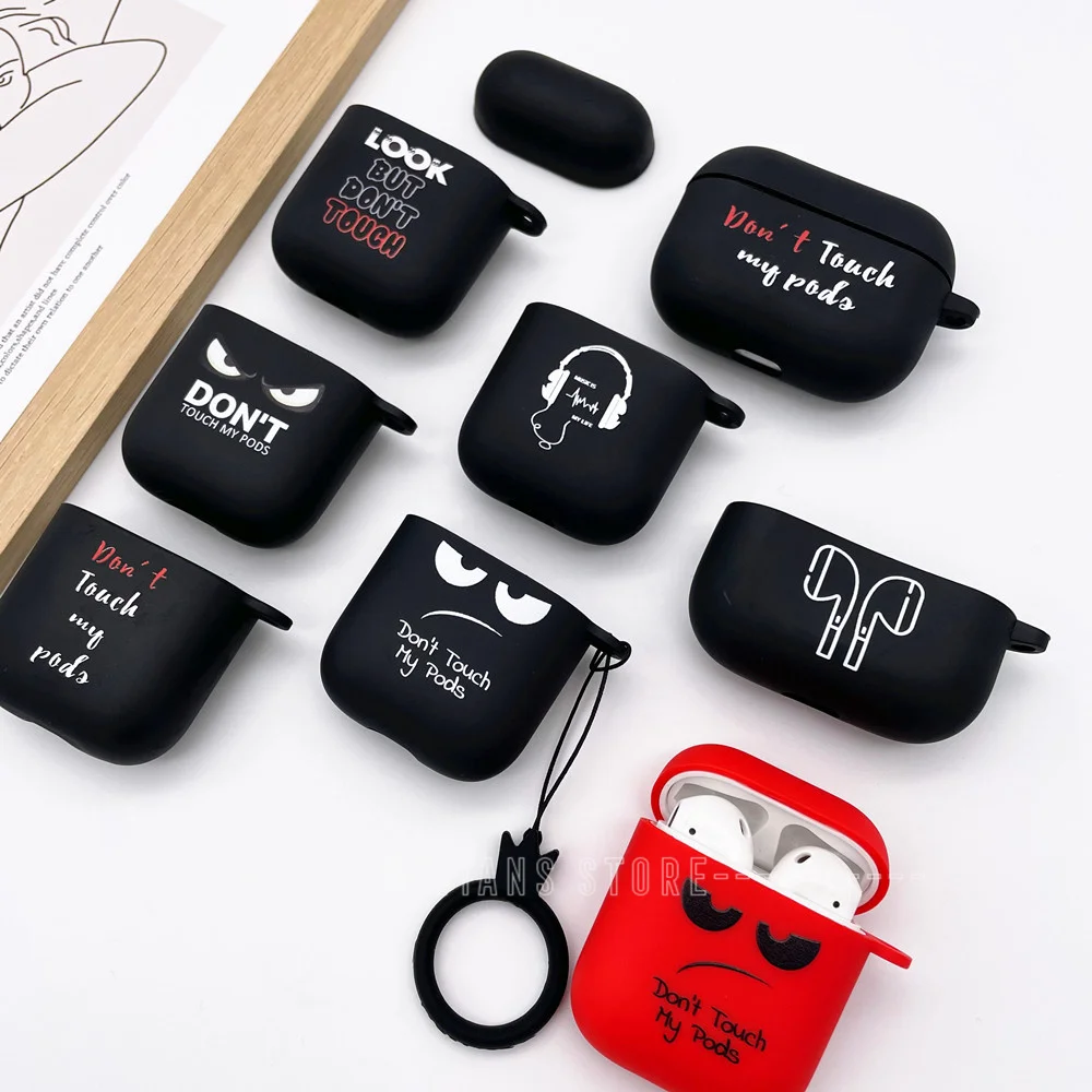 Силиконовый чехол для Apple Airpods 1 2 s со слоганом простой текст с надписью Don't touch