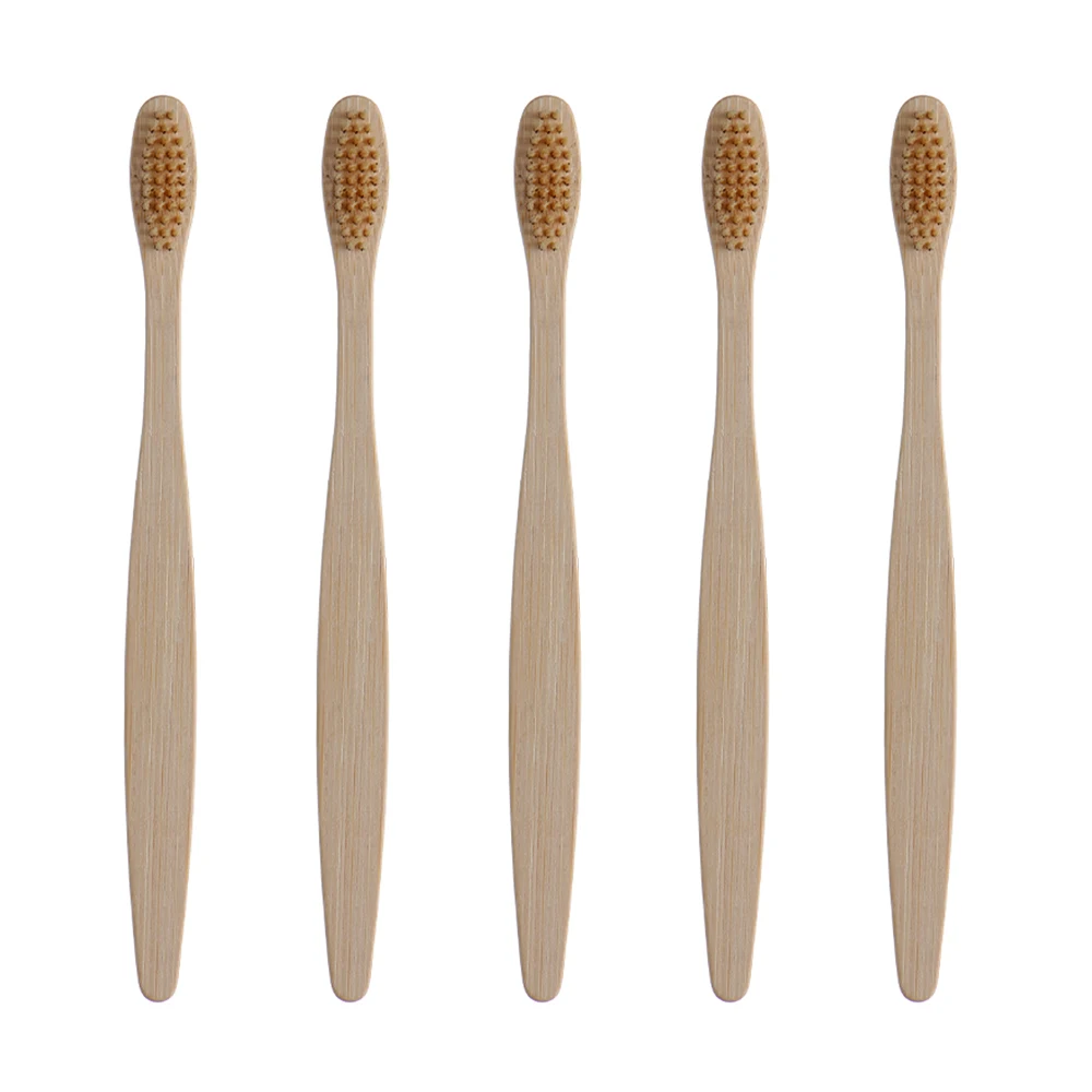 Beige 5Pcs With Box 1/5 шт экологическая зубная щетка с бамбуковым углем для ухода за полостью рта, для чистки зубов, эко, средняя мягкая щетина, щетки - Цвет: Beige 5Pcs With Box