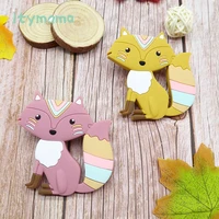1pc fox silicone teethers food grade silicone tiny rod teething necklace toys baby shower gifts cartoon animals teether bpa free