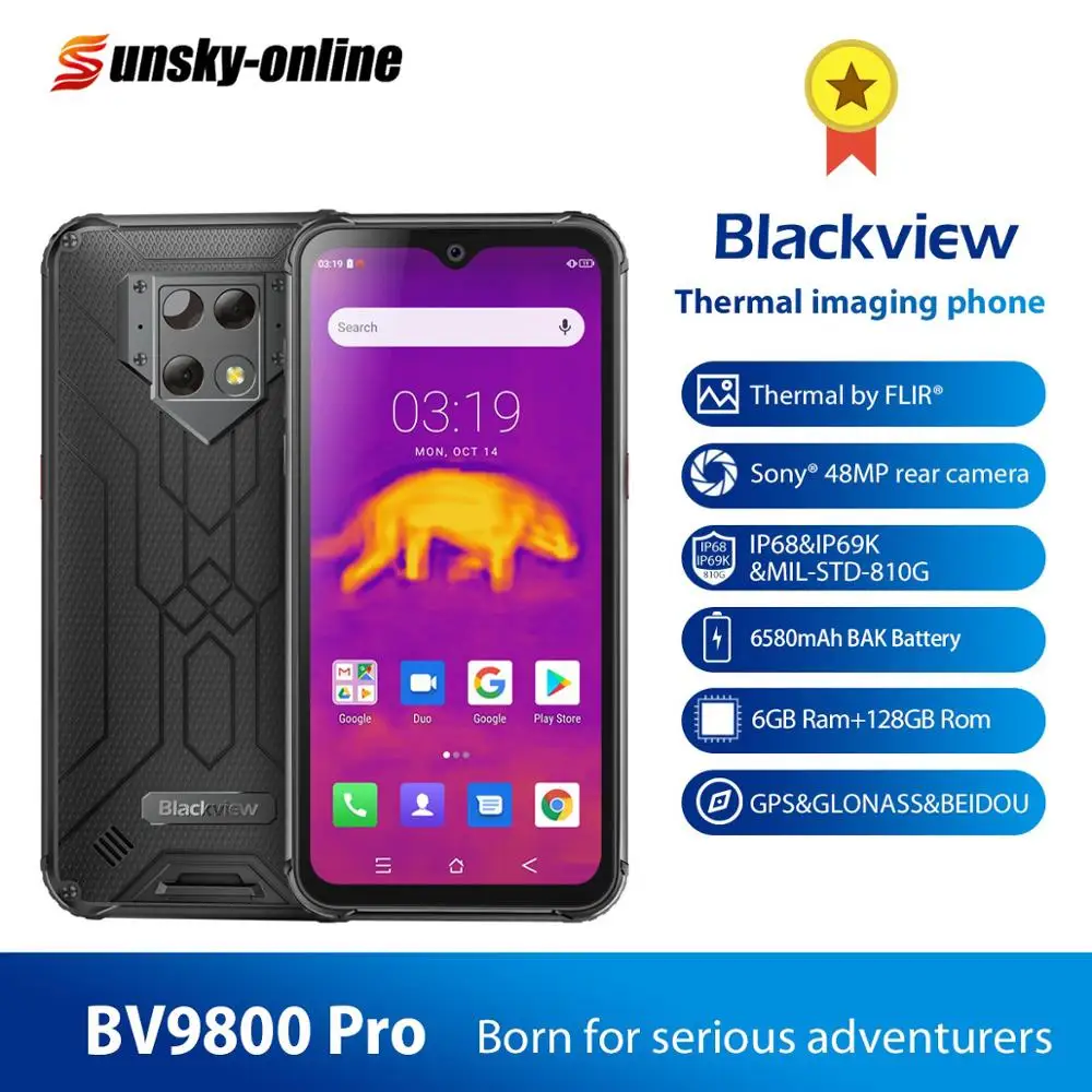 Blackview BV9800 Pro IP68 смартфон 6580mAh 48MP+ 16MP+ 5MP Super AI Тройная камера 6GB+ 128GB 6,3 ''FHD+ Grobal 4G мобильный телефон