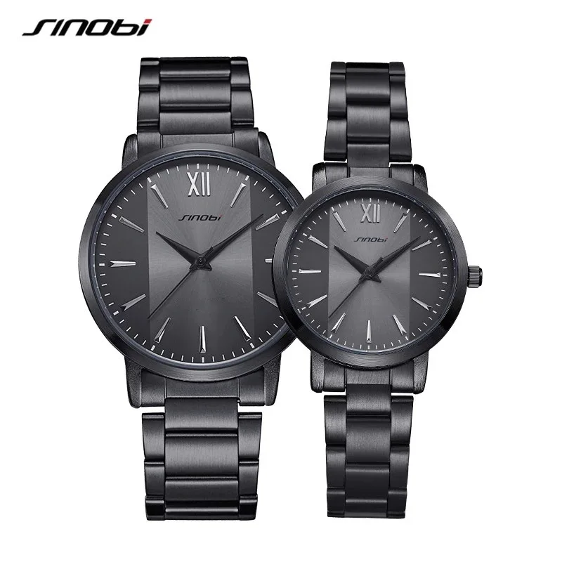 SINOBI 2021 New Top Brand Luxury Men Women Fashion Stainless Steel Couple Watches Wristwatch Fashion Casual Waterproof Watch