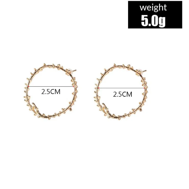 Шикарные золотые полые большие круглые серьги-гвоздики для женщин неправильной