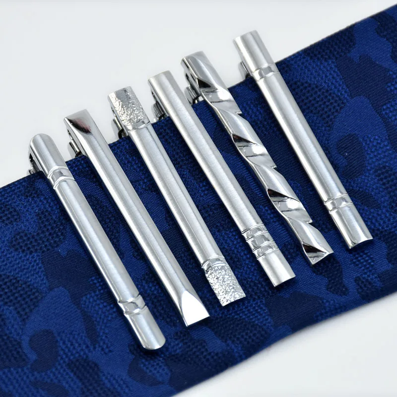 Зажим для галстука мужчин металлический Серебряный Простой зажим практичная