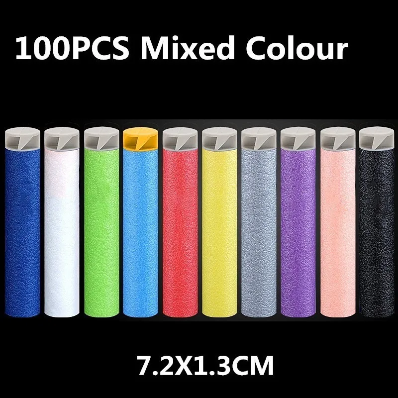 mixed colour Детская игрушка Nerf пули 100 шт. 7,2 см Nerf Пуля для ружья Запасной комплект для Дартс для Nerf аксессуары Тактические EVA мягкие спиральные пули полые головы - Цвет: mixed colour
