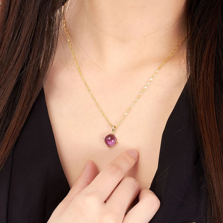 LSZB натуральный аметист 18K кулон из чистого золота AU 750 Высокое Качество Модные