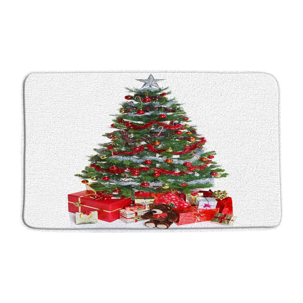 

2021 Christmas Mat Christmas Tree Gift Doormat Merry Christmas Decor Xmas Floor Non-slip Mat Red Snowflake Christmas Doormat