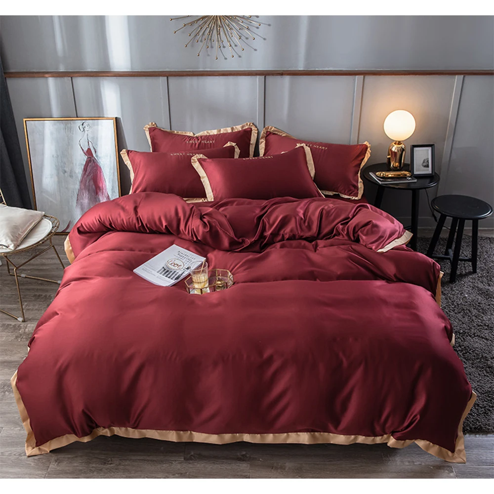 Роскошный комплект постельного белья из 4 предметов однотонный Комплект в