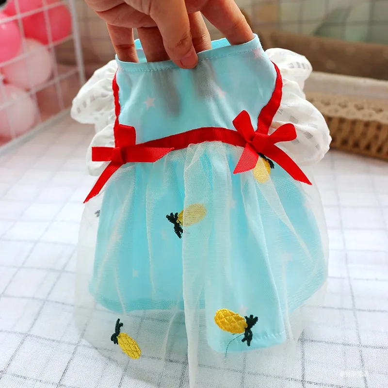 Клетчатые платья в Корейском стиле для собак с бантом красная синяя лента пачкой