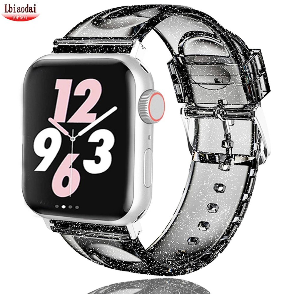 Блестящий ремешок для Apple watch 5 44 мм 40 iWatch 38 42 силиконовый тонкий браслет серии 4 3