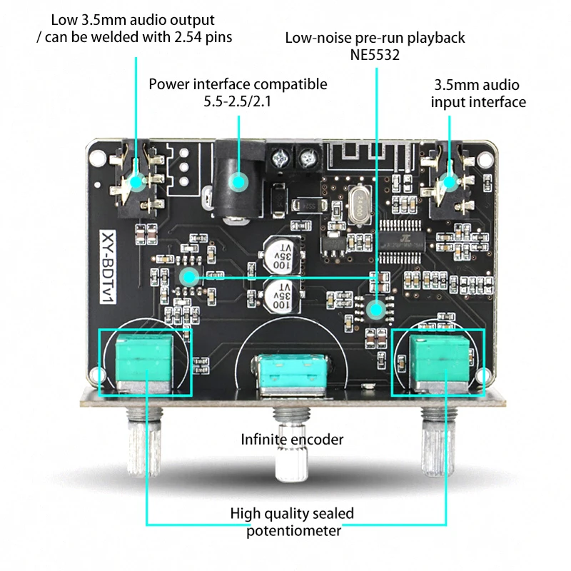 Tone Preamplifier HiFi Audio NE5532 Equalizer Bluetooth-Compatible 5.1 Wireless Receiver Preamp Aux Pre Amplifier DC5-24V | Электроника