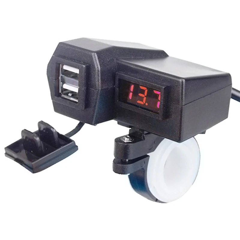 EAFC мотоциклетное двойное USB зарядное устройство 12 В 3.1A Moto 2.1A+ 1A 12 В до 5 В 15 Вт USB зарядное устройство с вольтметр светодиодный дисплей розетки - Название цвета: Красный