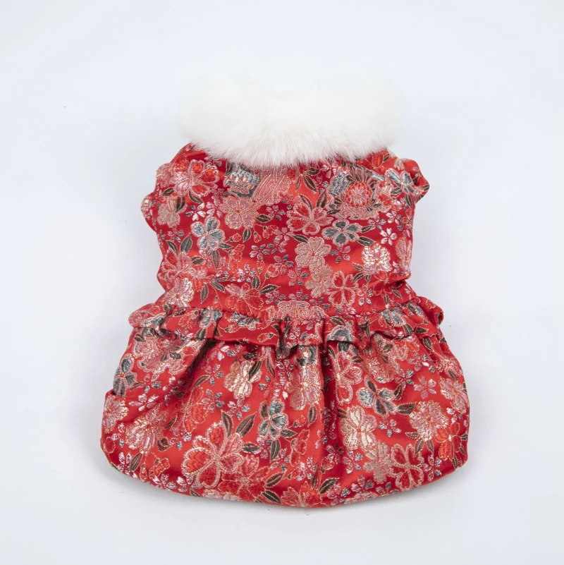 

Chinese New Year Dog Clothing Winter Pet Coat Outfit Cat Puppy Apparel Small Dog Costume Taang Suit Cheongsam XS Dog Clothes