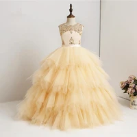 custom stunning flower girl dress for wedding tiered tulle beading little princess birthday party gowns