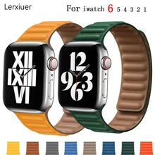 Silicone/Leather Link For Apple watch band 44mm 40mm 42mm 38mm 1:1 Magnetic Loop bracelet correa iWatch series 6 5 4 3 SE strap