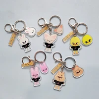 kpop stray kids cartoon image skzoo double sided printing transparent acrylic keychain keyring bag accessories gifts b 0163