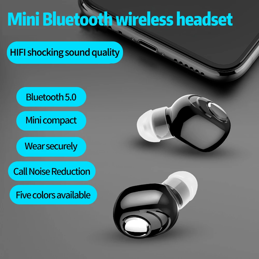 Rovtop мини беспроводные Bluetooth наушники 5 0 стерео с микрофоном спортивные для бега