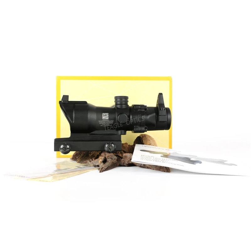 Охотничий Прицел ACOG 4X32 настоящий волоконный оптика красный освещенный точечный элемент шеврон стекло сетка тактический оптический прицел