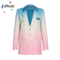 fdfklak spring autumn new fashion temperament gradient color suit single breasted design sense long sleeve blazer jacket women