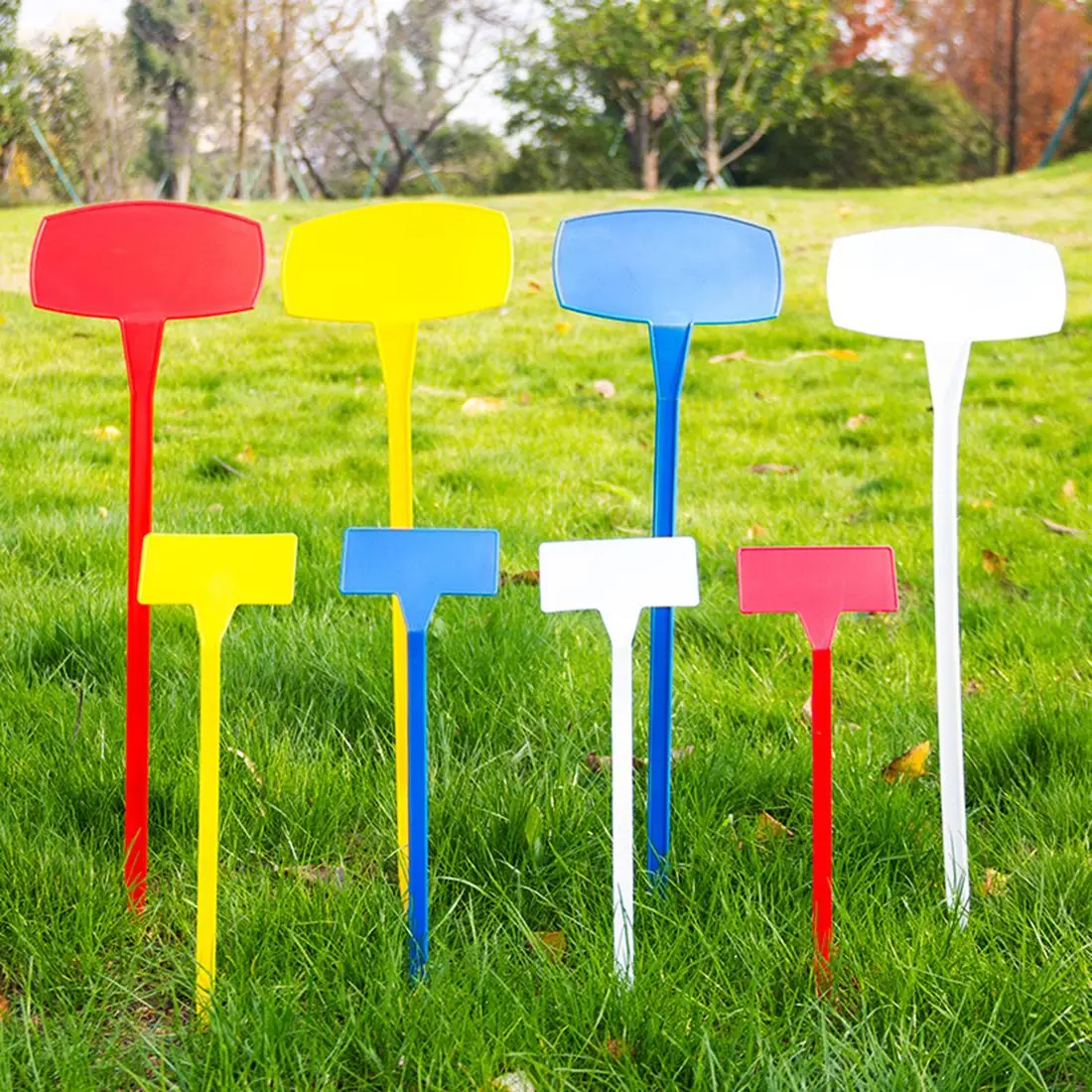 

10Pcs 50cm Upturned Plant Tags Plant Garden Markers Nursery Garden Labels Stakes for Garden - Red L