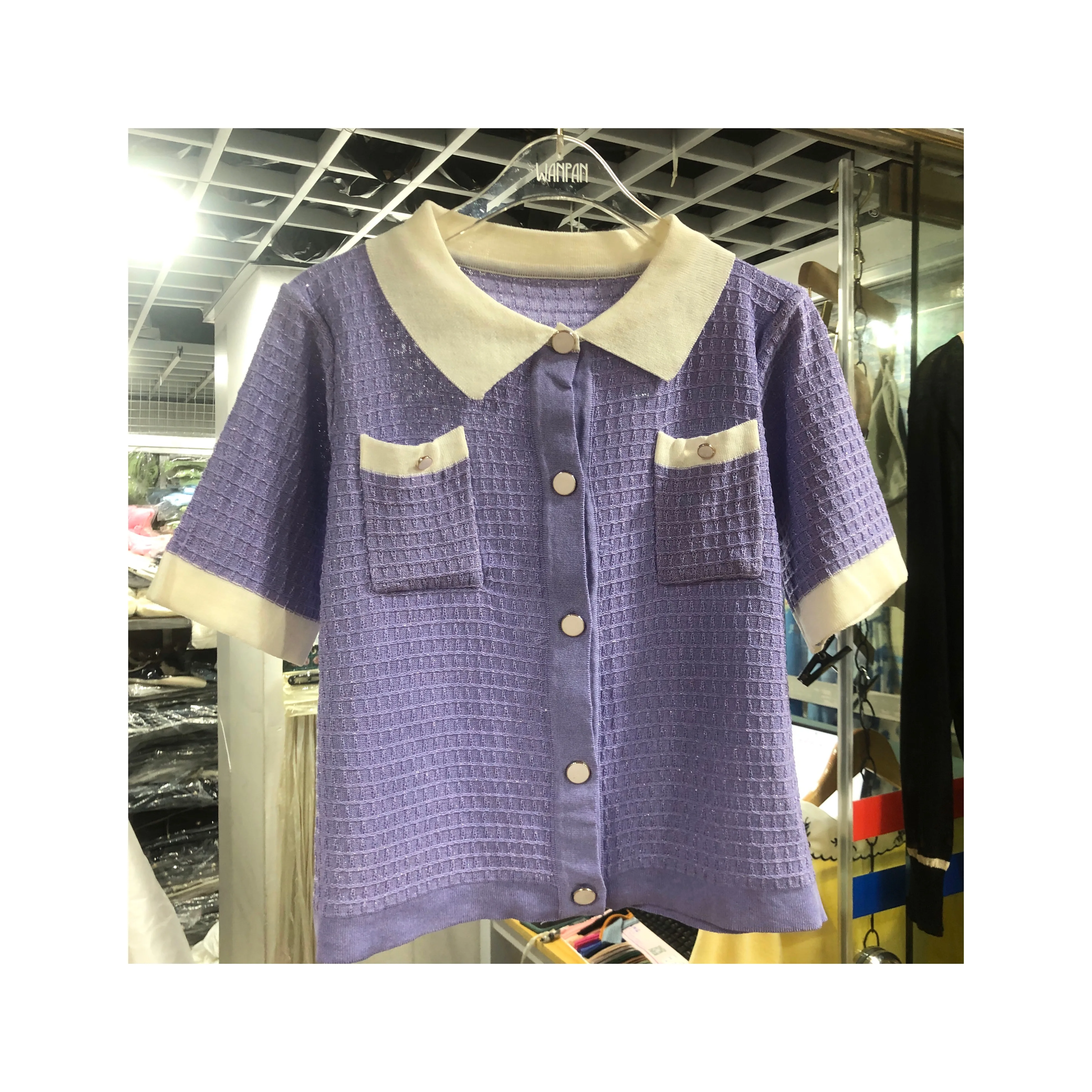 

2020 Summer Japanese Style Turn-down Collar Short Sleeve Thin Short-sleeved Ice Silk Knit Womens Shirt Coats Tops Blouses