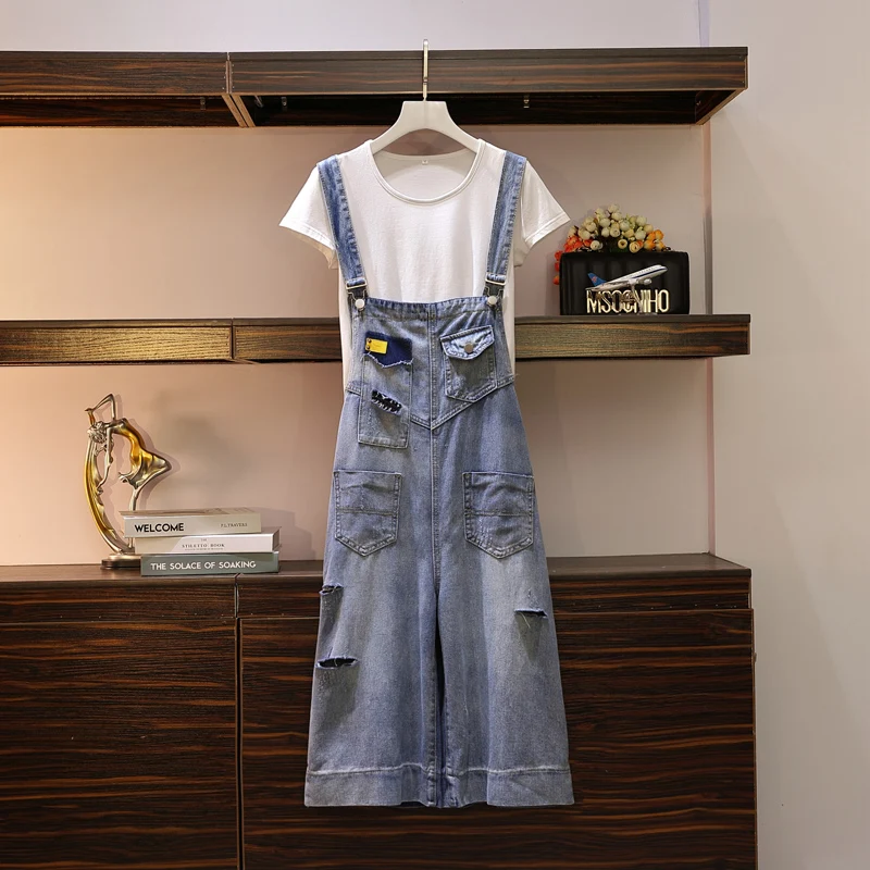 Женская одежда большого размера джинсы с дырками для толстой сестры штаны