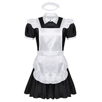 mens sissy maid cosplay uniform outfit french apron maid servant mini babydoll dress halloween roleplay party costume homme