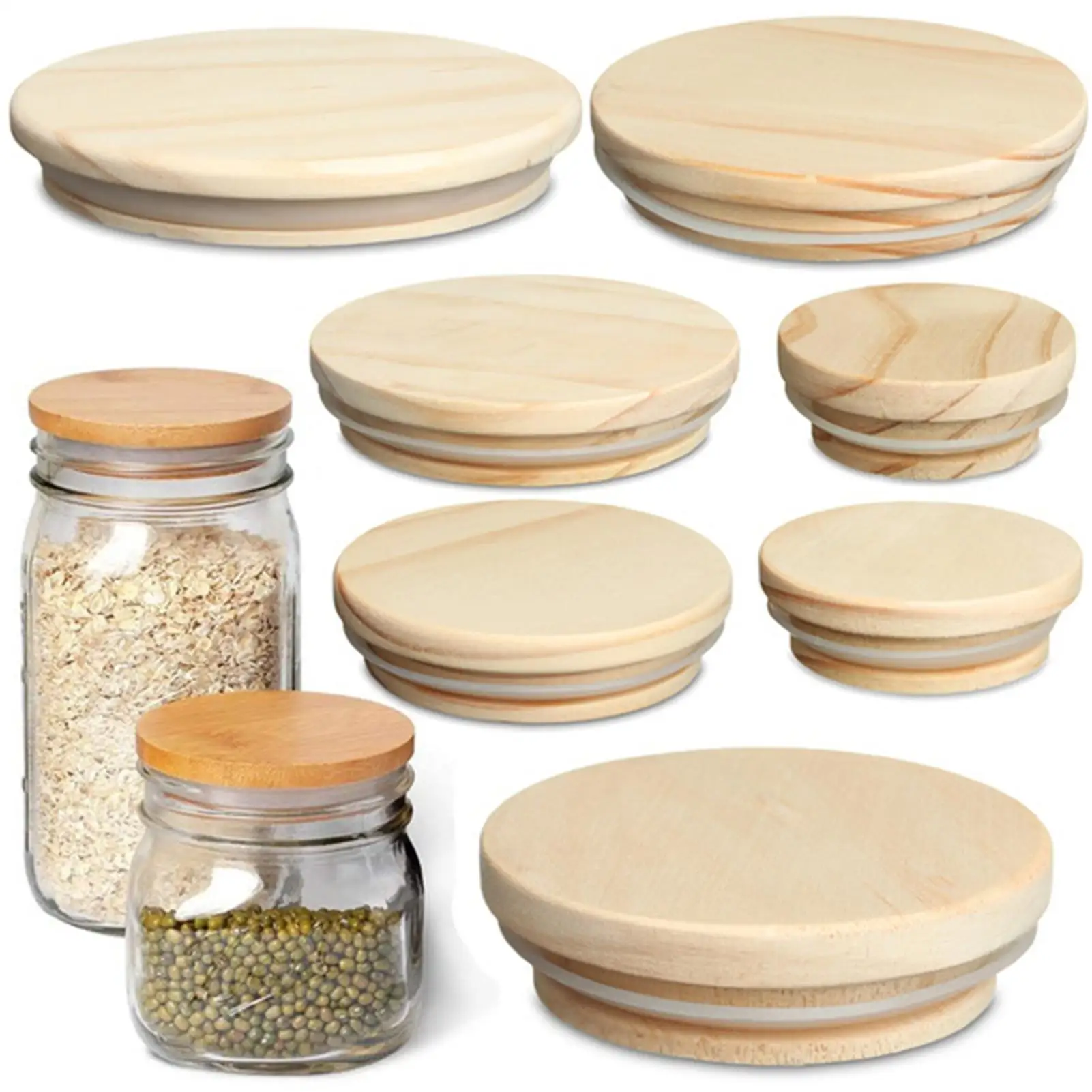 

HOT SALES!!! New Arrival Reusable Pine Wooden Cover Lids with Silicone Seal Ring for Candle Cup Glass Wholesale Dropshipping