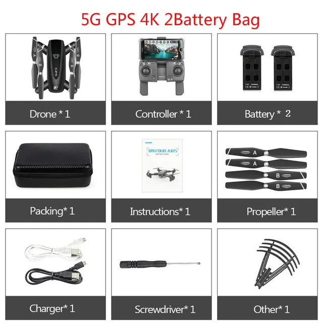 5G 4K 2Battery Gps складной 2,4G/5G Квадрокоптер WiFi fpv 1080P follow me(следуй за мной с HD Камера Квадрокоптер с дистанционным управлением Дистанционное управление вертолет на радиоуправлении selfie игрушки - Цвет: 5G 4K 2Battery