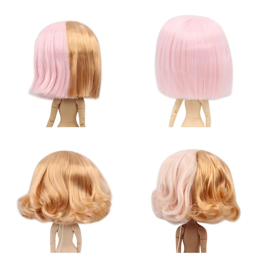 Blyth кукла ледяная r0 кожа головы сетка для парика волос розовые волосы золотые diy