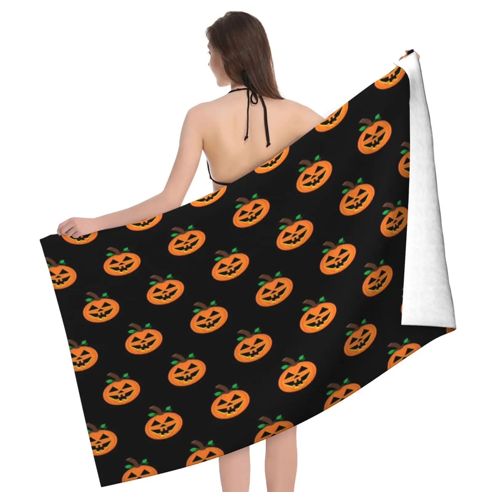 Halloween Pumpkin Pattern Beach Towel XL Bath Personalized Design Sand Cloud Luxury Towels Bathroom | Дом и сад