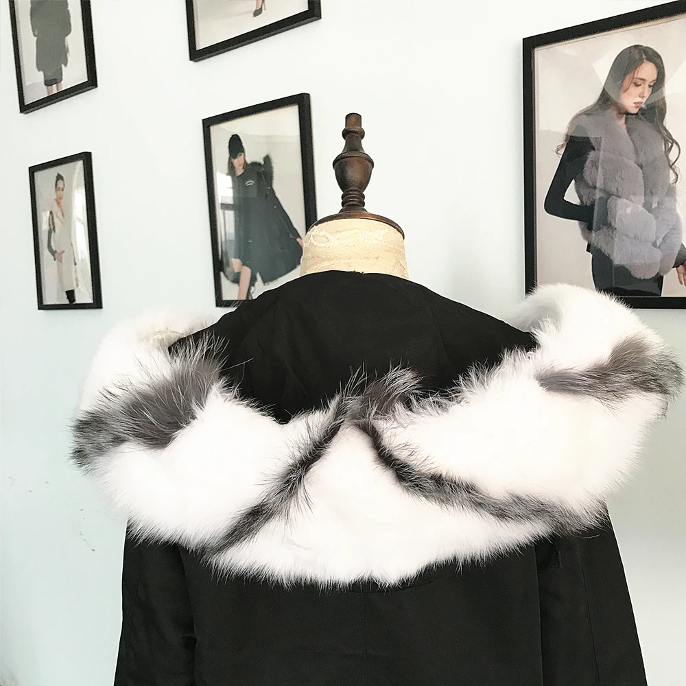 Меховой воротник из натурального меха лисы зимние шарфы с капюшоном и воротником