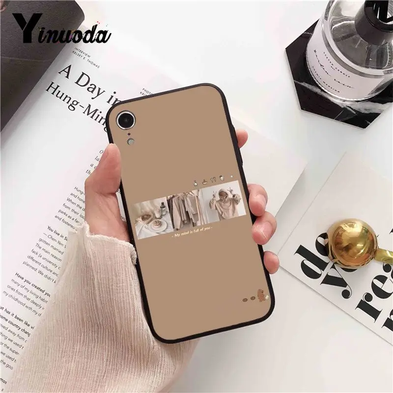 Yinuoda ins обои ТПУ черный чехол для телефона оболочка iPhone 5 5Sx 6 7 7plus 8 8Plus X XS MAX XR 10 11 Pro Max