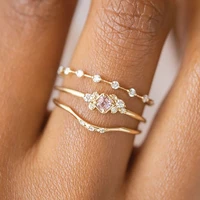 3 pcsset tiny micro inlay zircon finger ring for women wedding engagement multi layer cz stone dazzling ring gift for wife