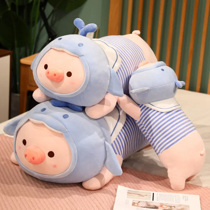 

90CM Cartoon Lying Pig Plush Pillow Stuffed Animals Piggy Cos Dolphin Pillows Sofa Chair Decor Birthday Gift for Friend Kids