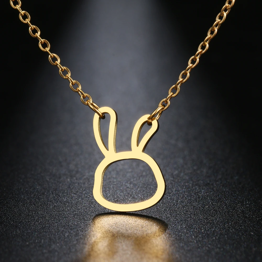 

Ожерелья из нержавеющей стали с мультяшными длинными ушками, подвеска в виде кролика, цепочка, ожерелье, модное ожерелье для женщин, ювелирн...