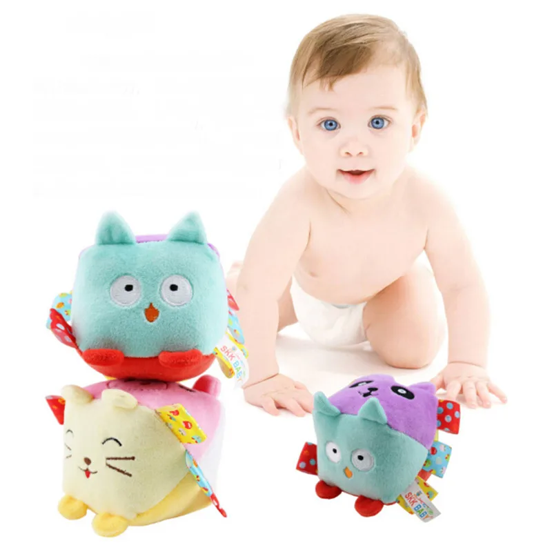 Милые Мультяшные животные мягкие детские погремушки Плюшевые раннего обучения