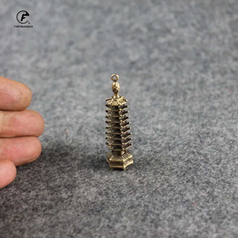 Медная пагода статуэтки в стиле ретро латунная китайская фэн шуй 9 слойная башня