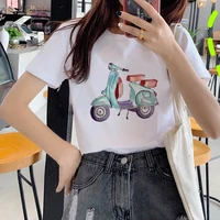 aesthetic tshirts bicycle printed women t shirt short sleeve casual white top tee female harajuku t shirts woman clothes